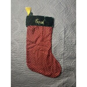 Christmas Stocking Red Elegant Luxury Textured Metallic Fabric Lined 18" “CAROL”